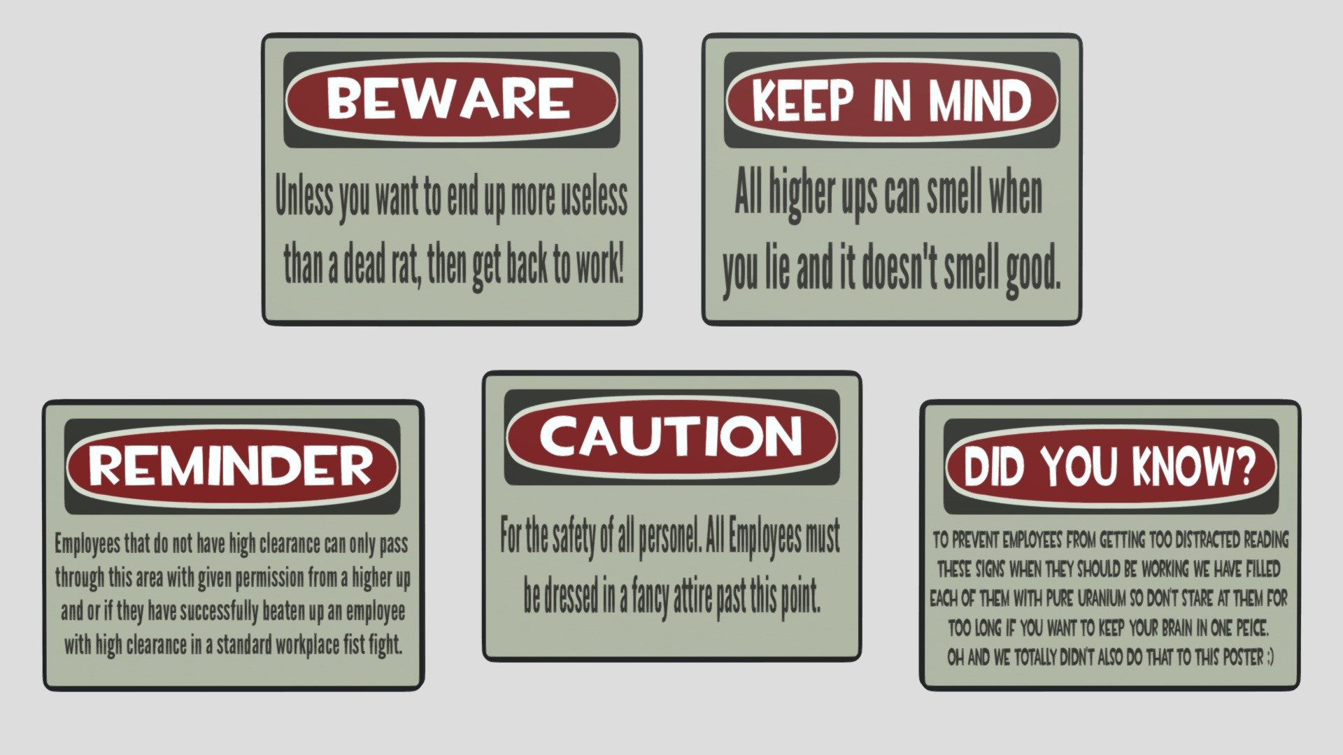 5 Factory Signs - 3D model by Mr.Dan42 [c2e596b] - Sketchfab