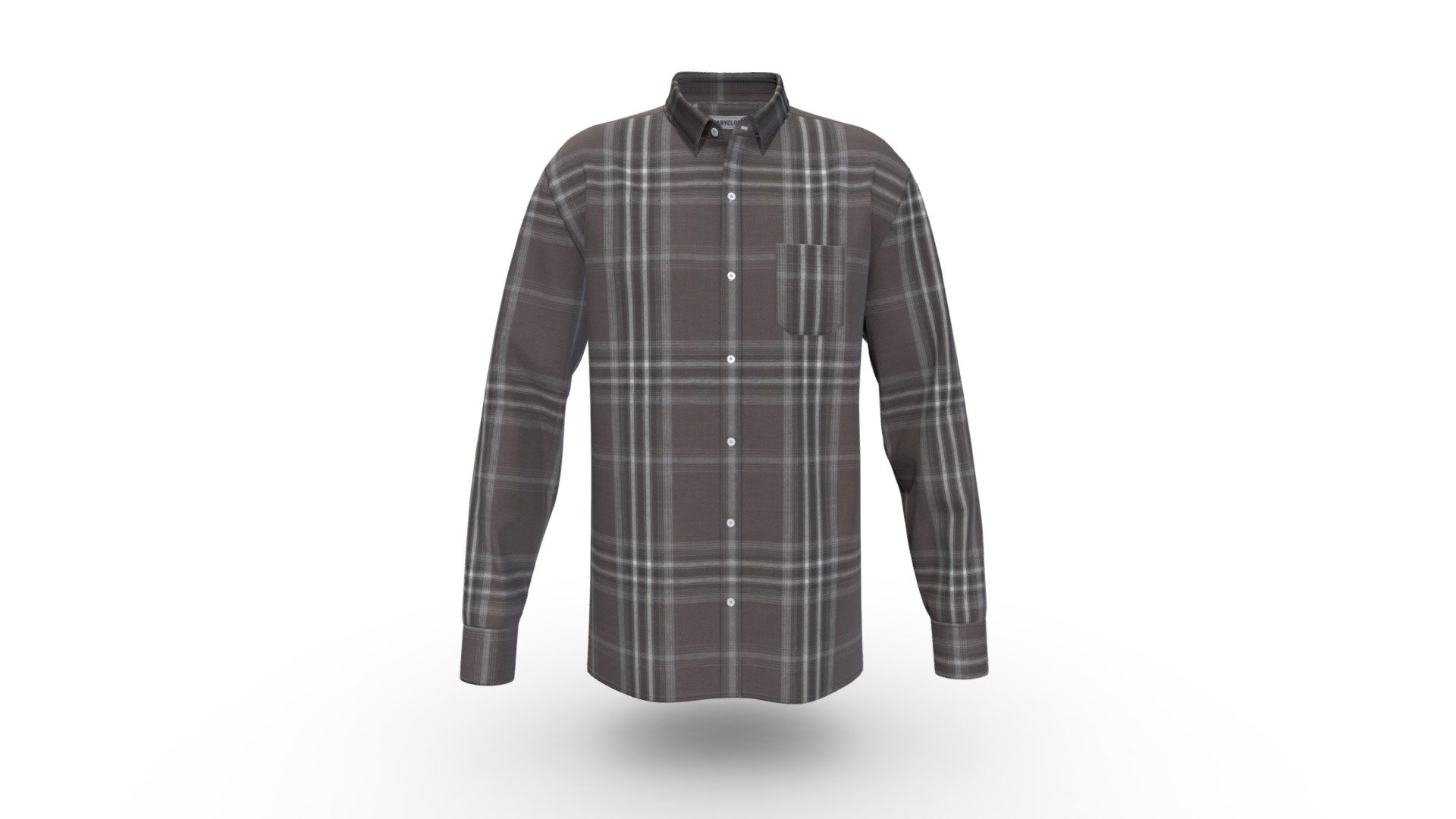 Men Check Dobby Long Sleeve Shirt — Sketchfab embed 3D viewer