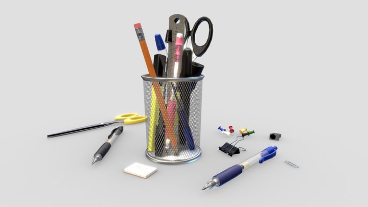 Stationery Collection Low-poly 3D model 3D Model