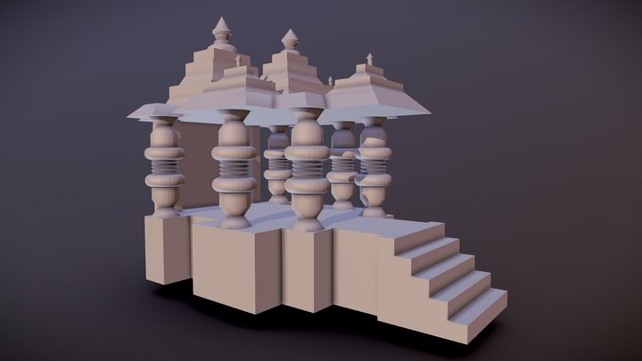 "Small Indian Temple Structure" 3D Model