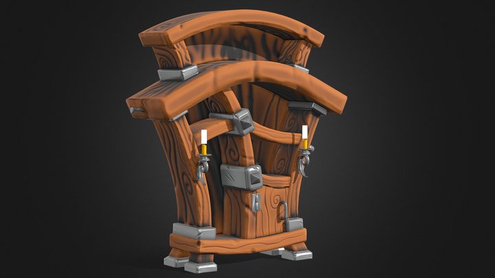 Stylized Bookcase 3D Model