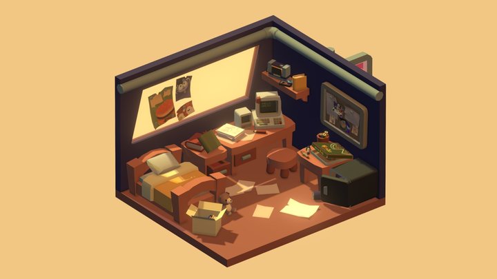 Messy Bedroom 3D Model