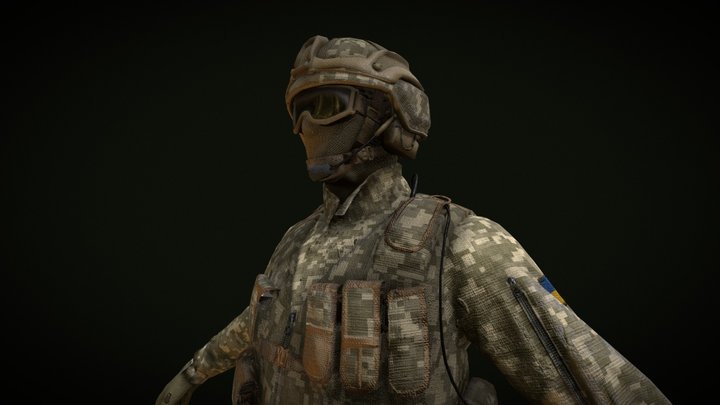Ukrainian Soldier (optimized for games) 3D Model