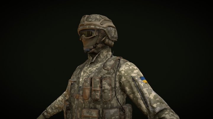 Ukrainian Soldier (optimized for games) 3D Model