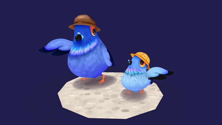 Life of Pigeon - Baby and Papa Pigeon 3D Model