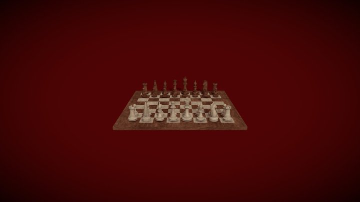 Wooden Chessboard 3D Model