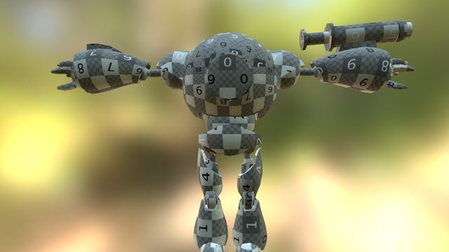 Microbius Player Final Model, UV Test 3D Model
