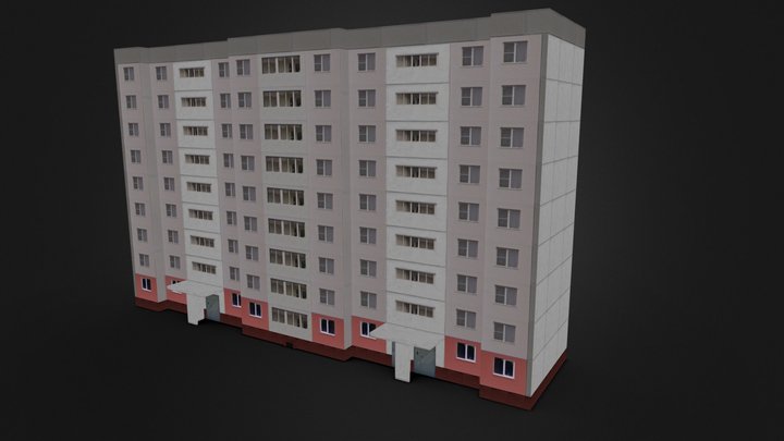 Panel house, 9 floors 3D Model