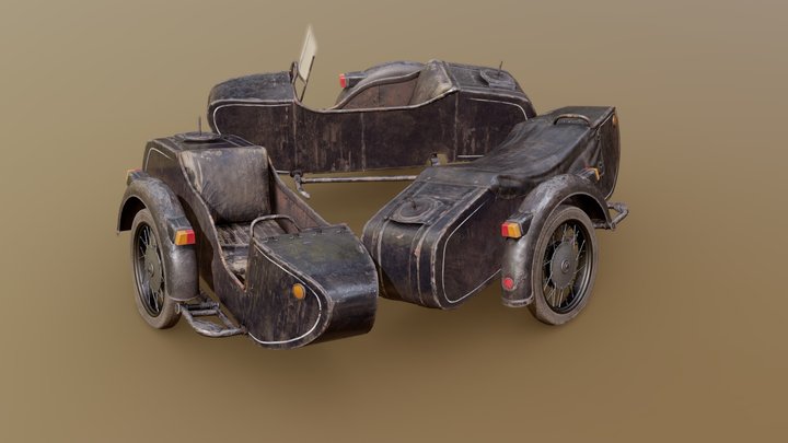 Dnepr Motorcycle Sidecar 3D Model