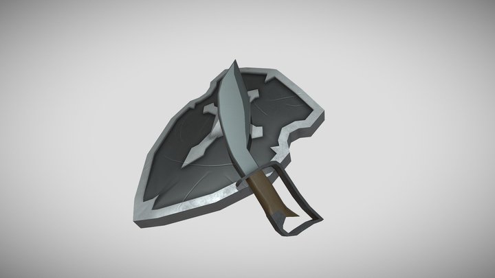 Steel Shield + Kukri Blade 3D Model