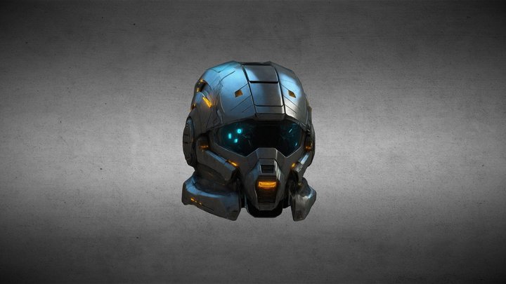 high-tech human mech suit helmet 3D Model