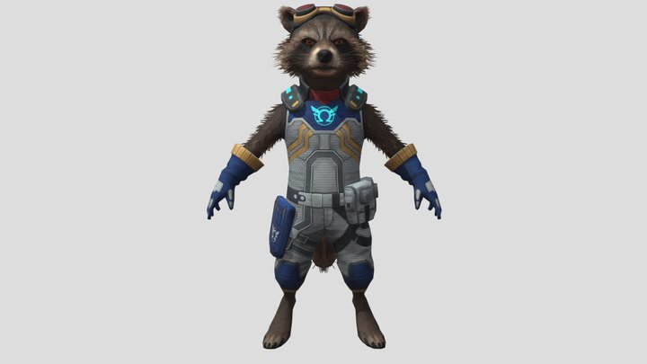 Rocket Racoon(Textured)(Rigged) 3D Model