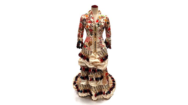 白綸子地紗綾形唐団扇花束模様小袖夜会服（複製） 3D Model