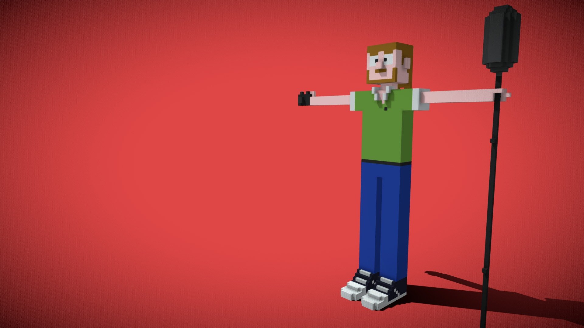 Lukáš Šafař cartoon (voxel) with boom microphone
