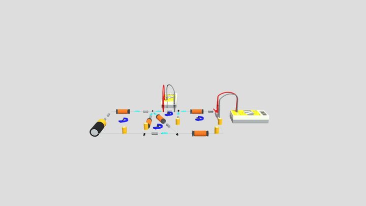 Circuit electric cu inductor si condensator 3D Model