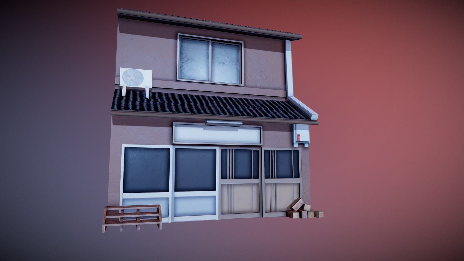 3D model Japanese Residential Home 02 - This is a 3D model of the Japanese Residential Home 02. The 3D model is about a house with a balcony.
