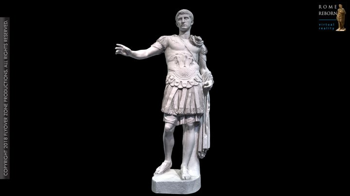 3D rendering of Cuirass statue with foreign head of Gaius Caesar