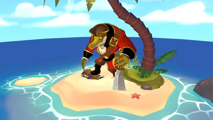 Crocodile pirate 3D Model