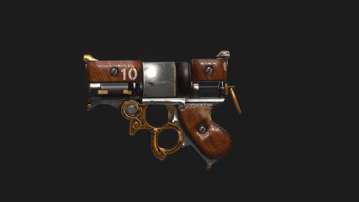 Steampunk Revolver gun 3D Model