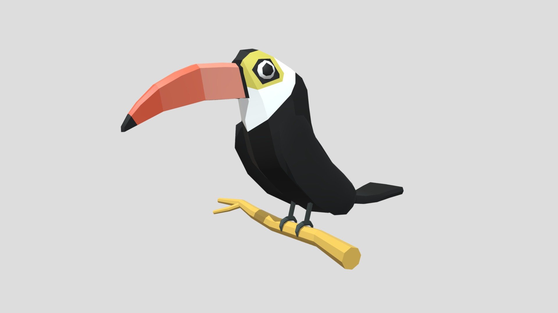 Low Poly Cartoon Toucan Bird