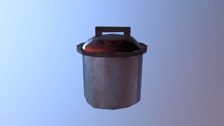 Trash Can - Textured 3D Model