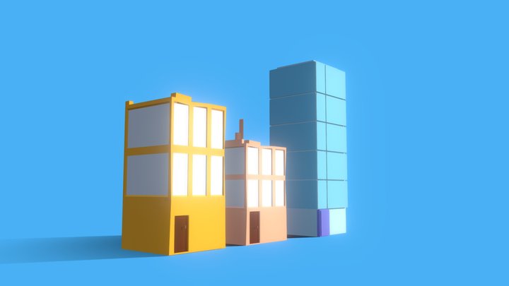 Low Poly Buildings: Set 1 3D Model