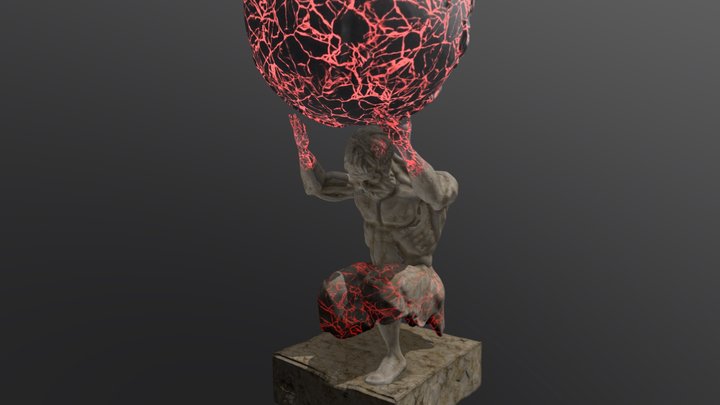 Atlas holding burning Earth (Greek Mythology) 3D Model