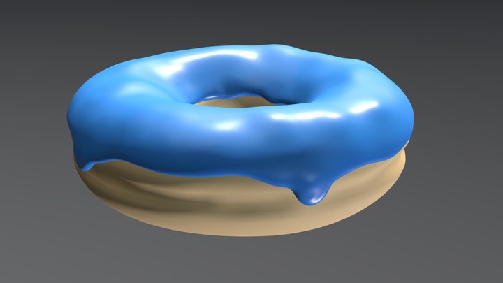 Blue Glazed Donut 3D Model