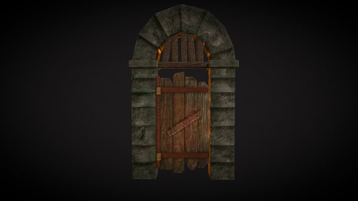 RUINED WOODEN DOOR 3D Model