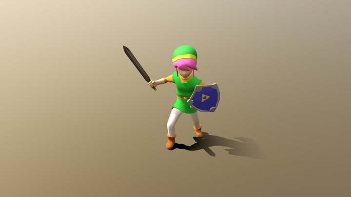Rigged Link with sword and shield 3D Model
