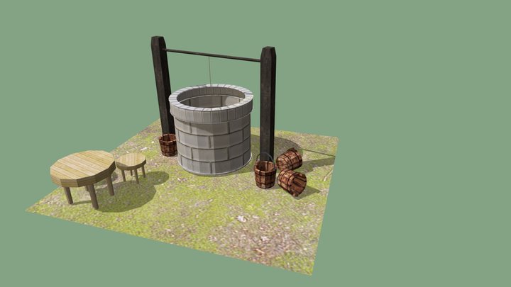 SM_Well_Bucket_Stool 3D Model