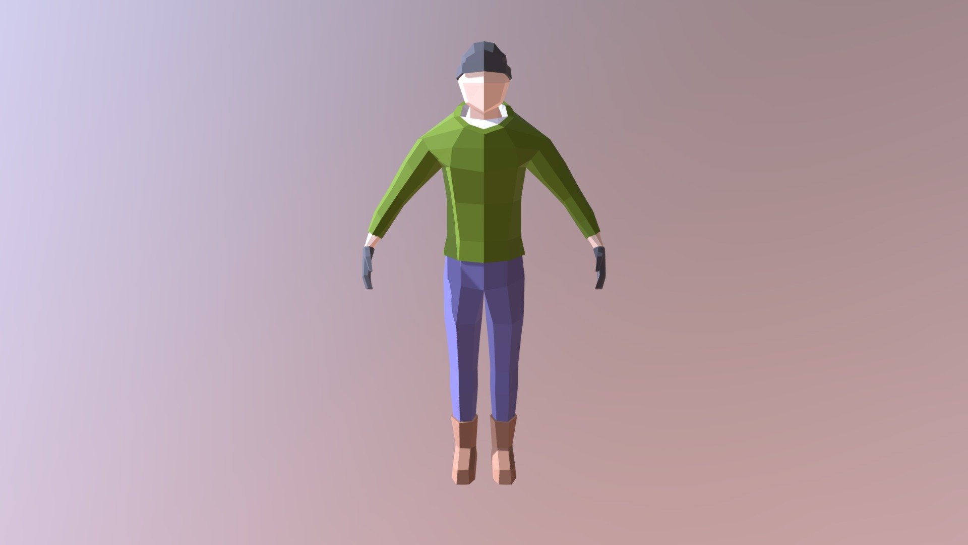 3D model Mens Hoodie T-Pose Low Poly Textured VR / AR / low-poly