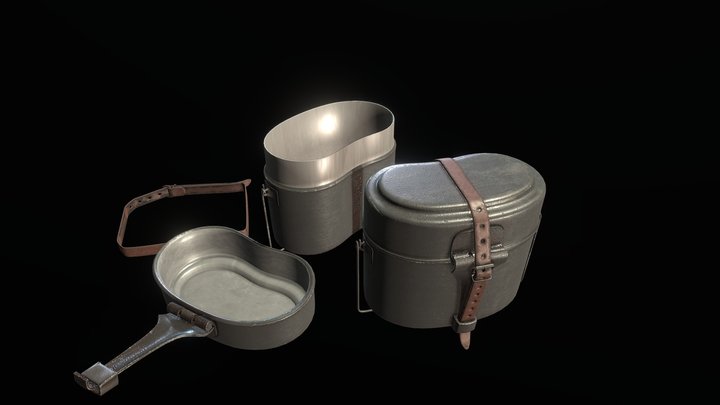 WW2 Wehrmacht Mess Kit 3d model, Essgeschirr 3D Model