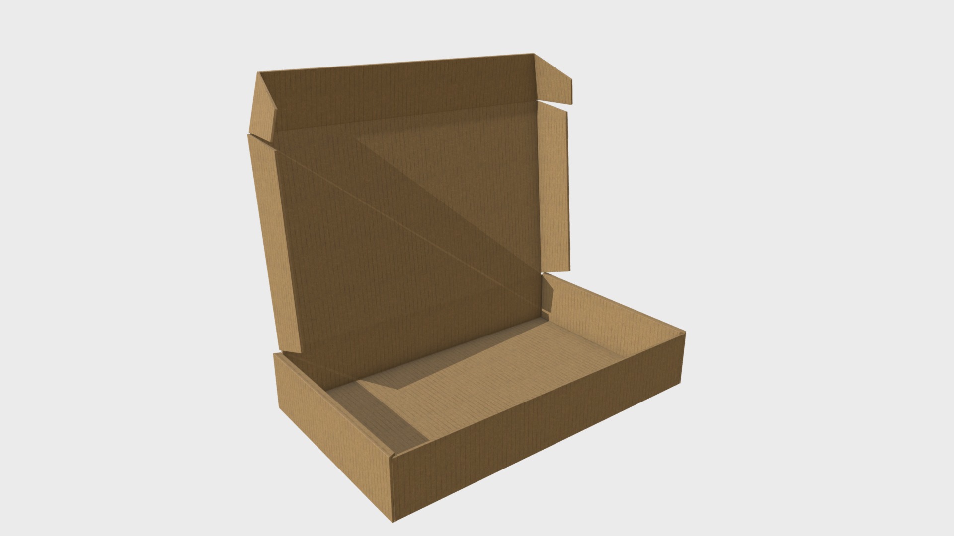 3D model Carton box open - This is a 3D model of the Carton box open. The 3D model is about a wooden box with a white background.