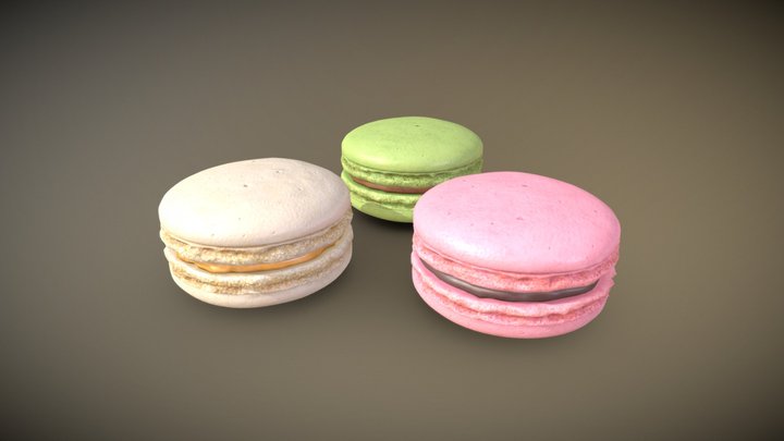 Macarons Low Poly 3D Model