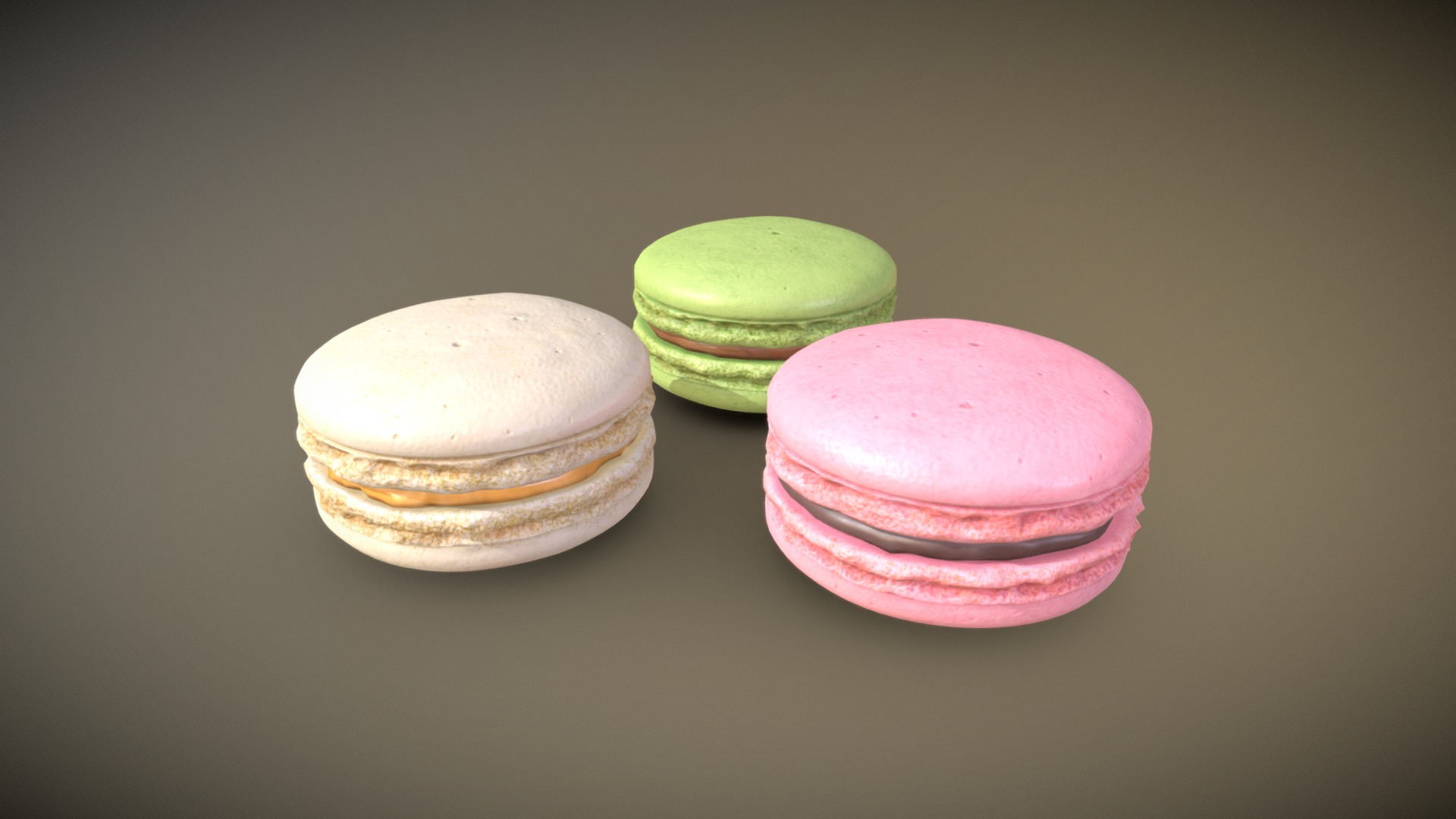 3D model Macarons Low Poly - This is a 3D model of the Macarons Low Poly. The 3D model is about a group of colorful cookies.
