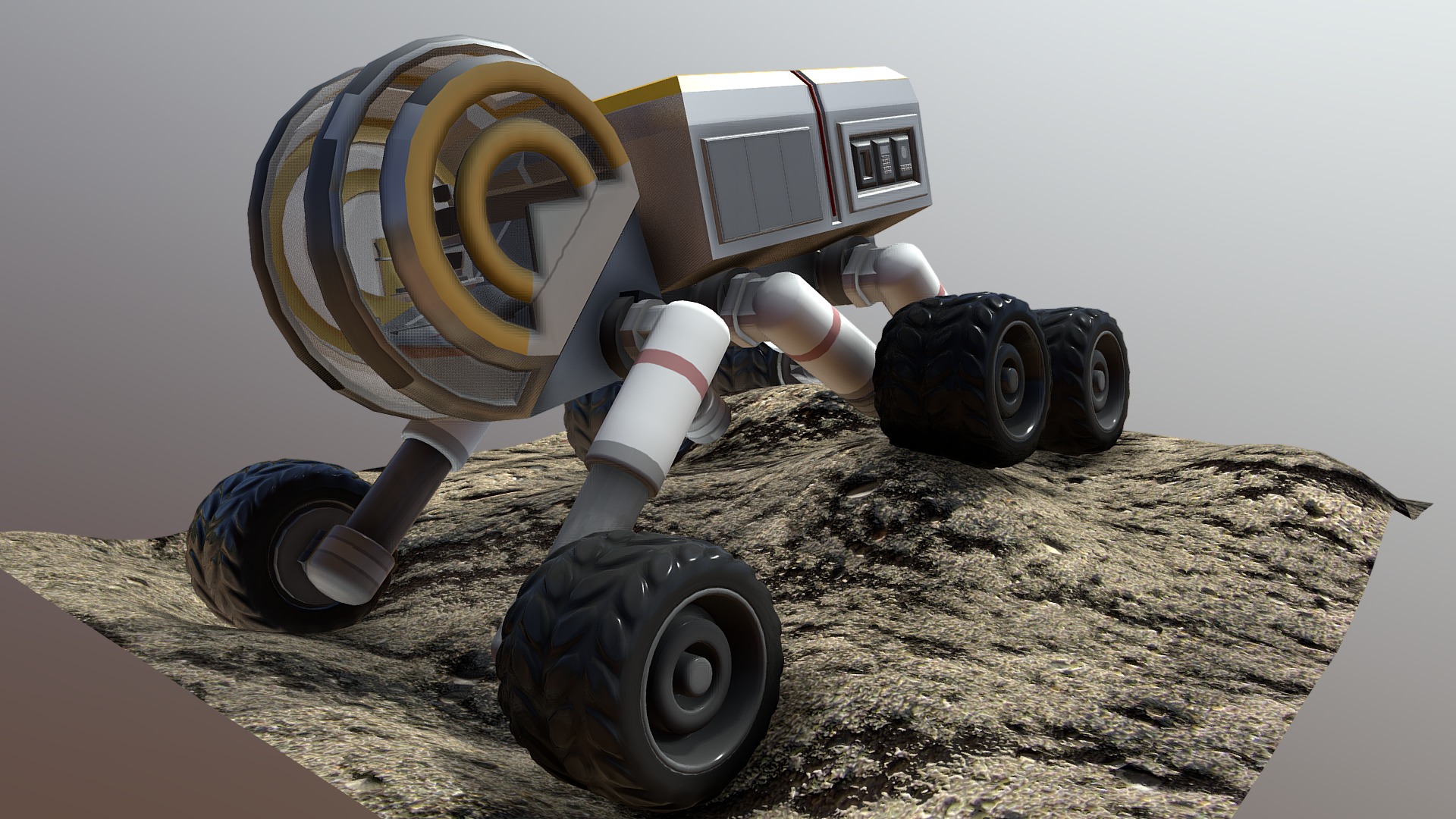 3D model Mars Rover - This is a 3D model of the Mars Rover. The 3D model is about a robot on a dirt hill.