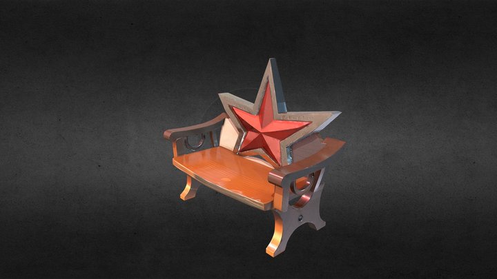 Decorative star-shaped wooden bench 3D Model