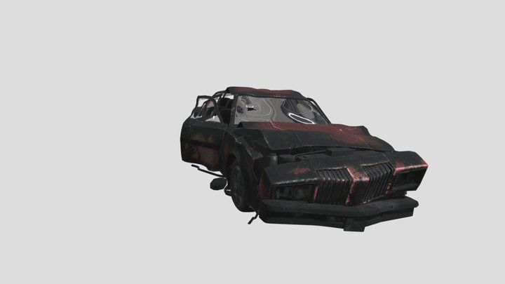 Wrecked Sedan Car 3D Model