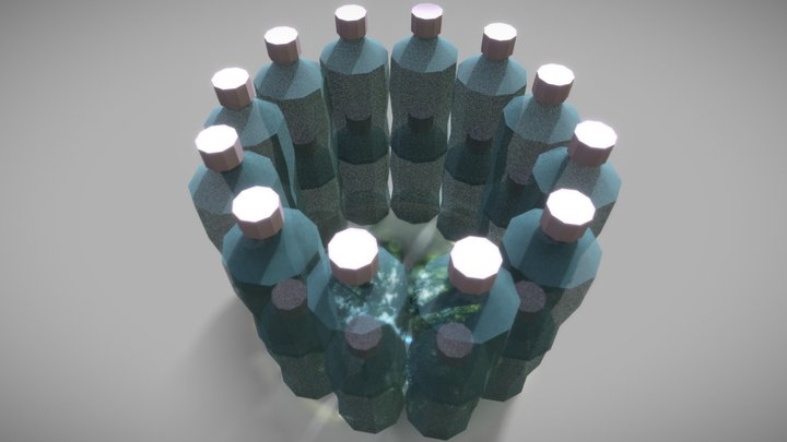 โมเดลขวดน้ำ 3D Model