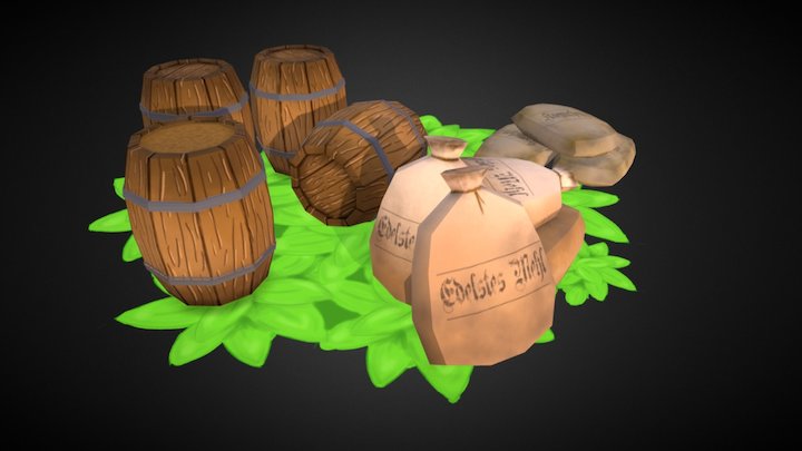 Lowpoly Barrels 3D Model