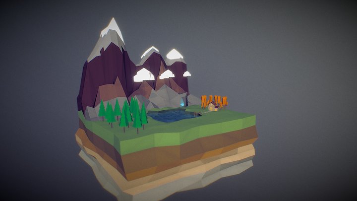 Low poly lake house 3D Model