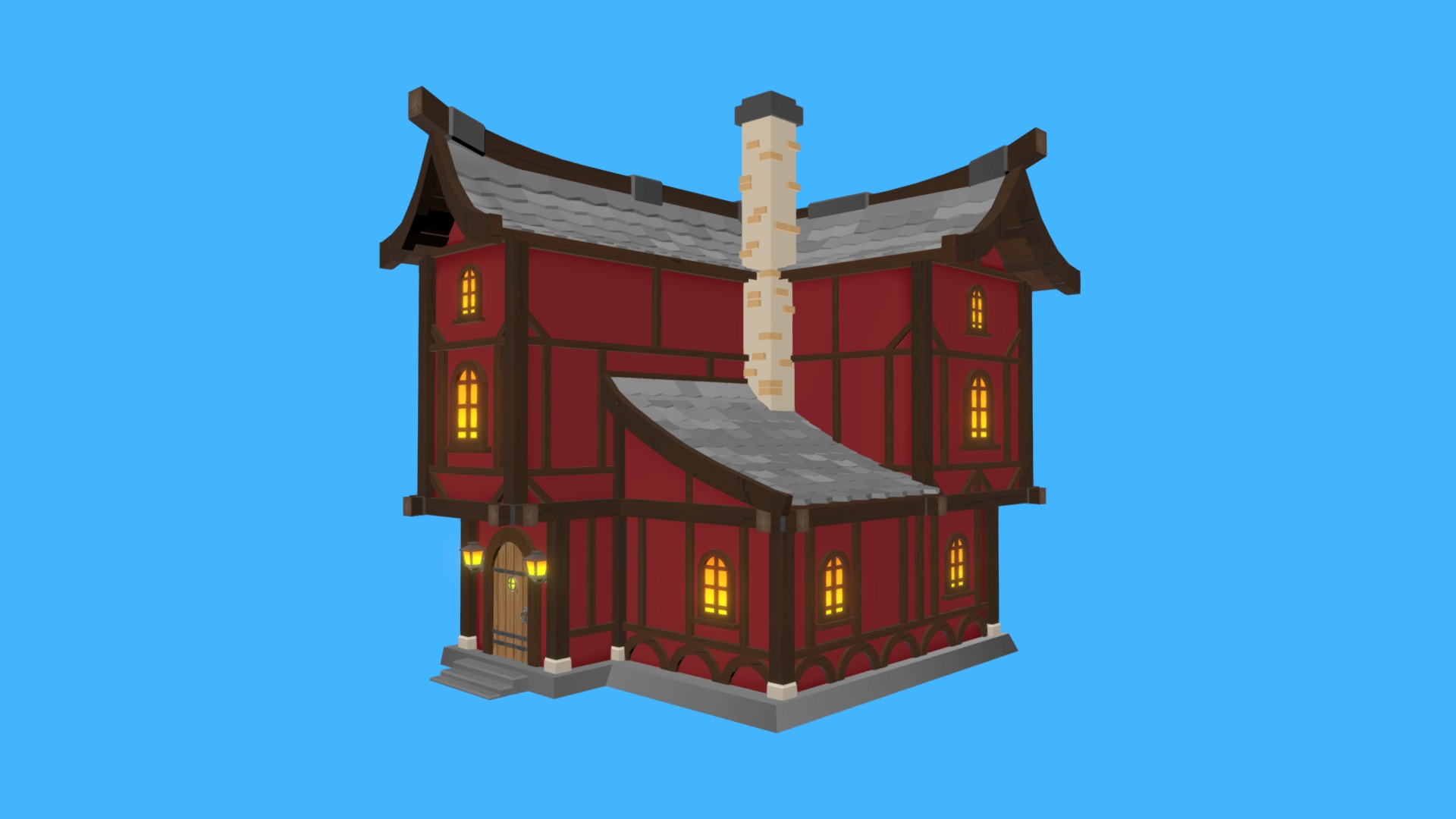 3D model Casa Grande - This is a 3D model of the Casa Grande. The 3D model is about a house with a blue sky.