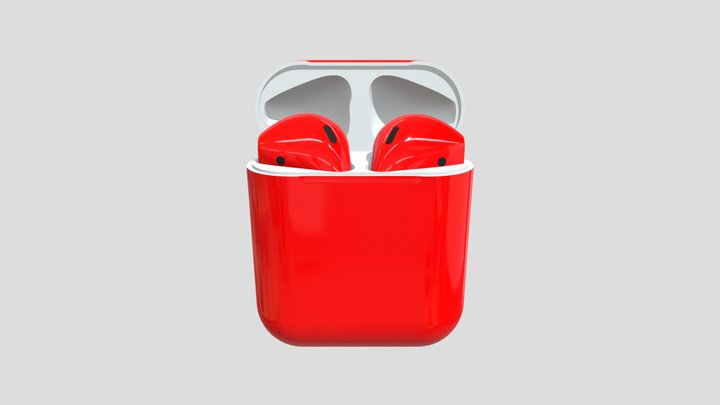 AirPods 2 Red 3D Model