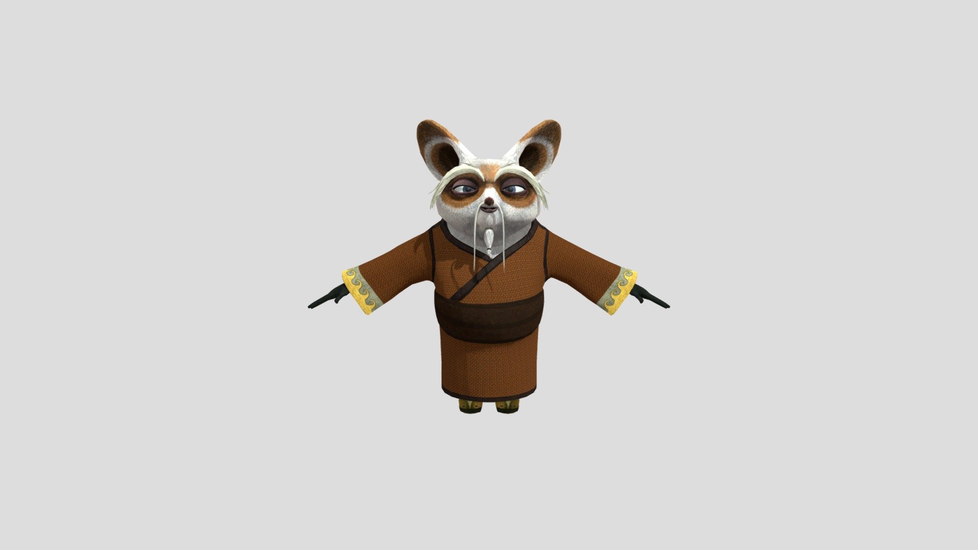 3d colorful thin panda like master shifuji from kungfu panda with