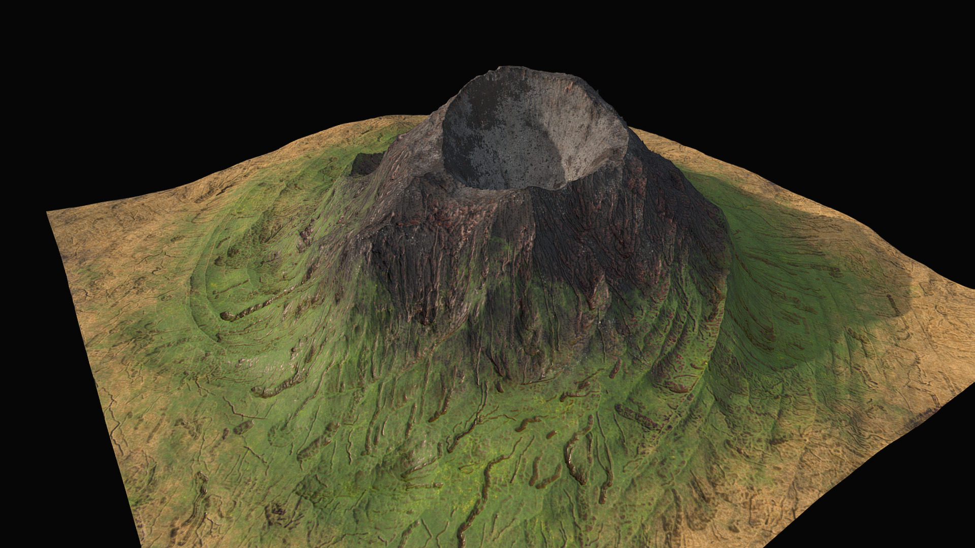 3D model Detailed volcano mountain environment asset - This is a 3D model of the Detailed volcano mountain environment asset. The 3D model is about a large rock with a face carved into it.