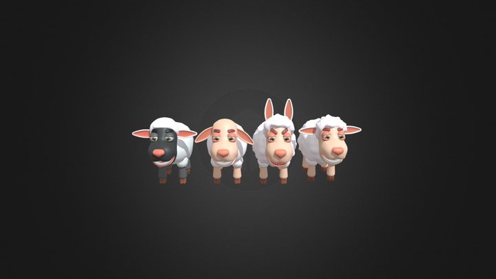 Stylized Sheeps 3D Model