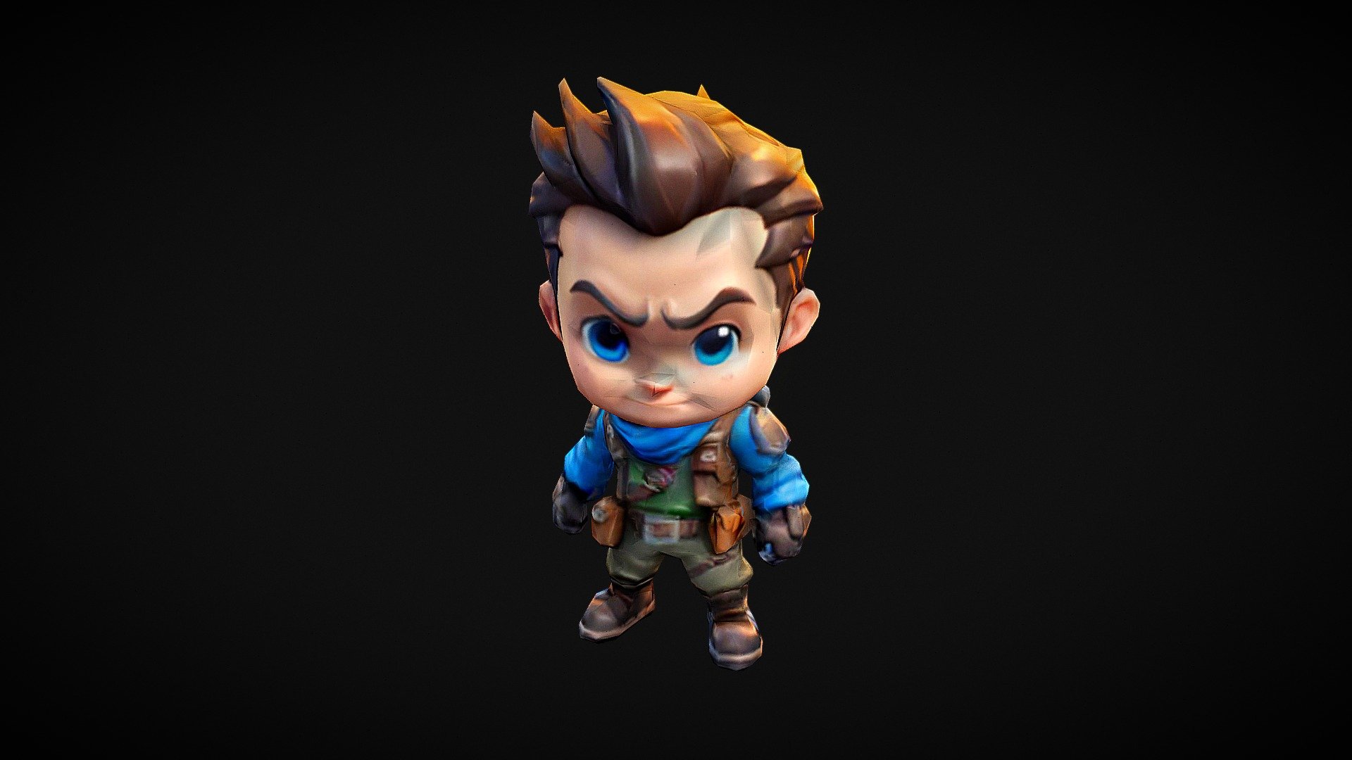 An animated cartoon character with brown hair an - Download Free 3D ...