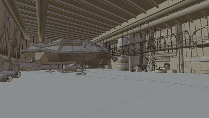Asteroid Hangar, Wip 3D Model