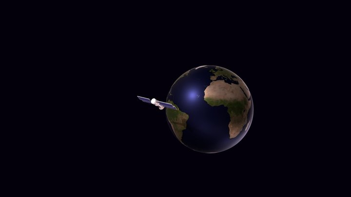 planeta terra com satelite2 3D Model
